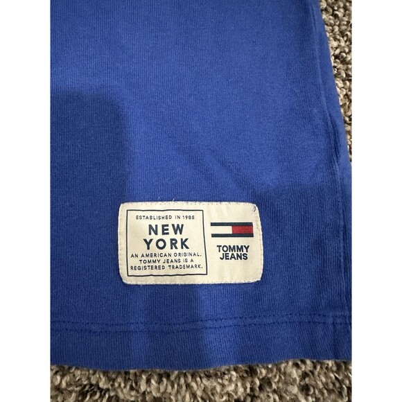 Tommy Jeans T Shirt Men M Blue Spellout Retro VTG New York Hilfiger Streetwear - Picture 5 of 6